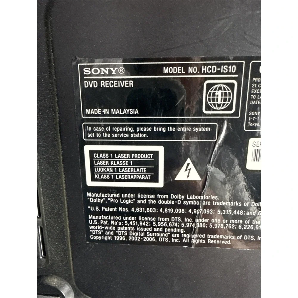 Sony S-Master Digital Amp Dav-IS10 HCD-IS10 DVD Receiver For DAV-IS10 System‎